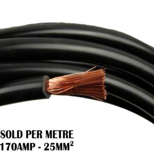 170Amp Flexible Battery/Welding Cable 25mm Black PVC Insulated - Sold by the Meter