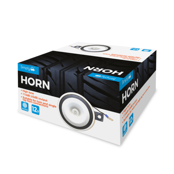 Universal 12V Disc Horn - High Tone, 110dB Output with Fly Lead & Bracket