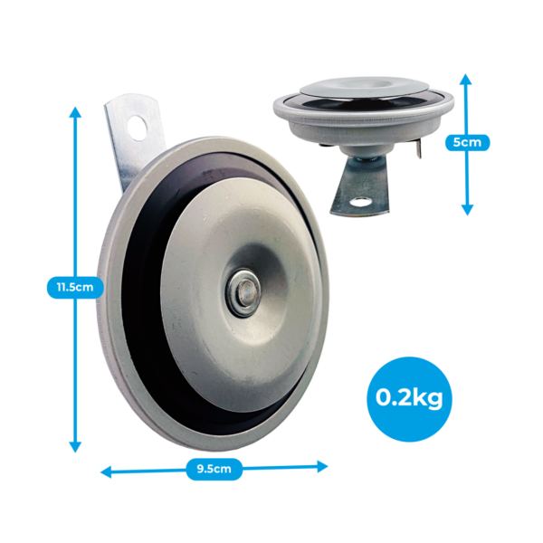 Universal 12V Disc Horn - High Tone, 110dB Output with Fly Lead & Bracket - Image 2