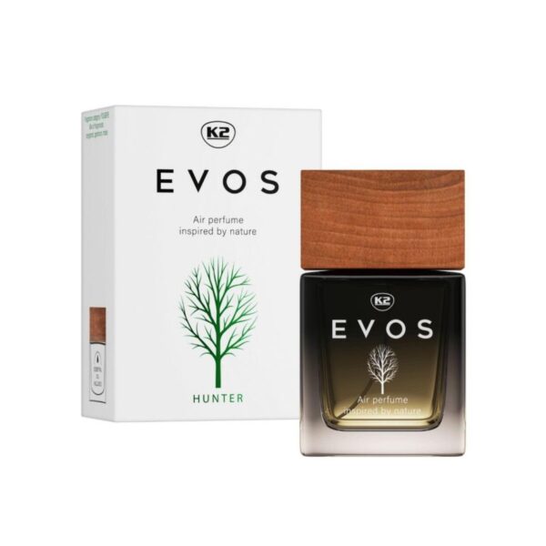 K2 EVOS HUNTER Car Perfume - 50ml Bergamot, Geranium, and Moss Scent