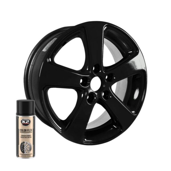 K2 COLOR FLEX Rubber Spray Black Gloss - 400ml for Flexible Coating