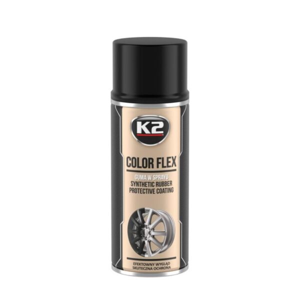 K2 COLOR FLEX Rubber Spray Black Gloss - 400ml for Flexible Coating - Image 2