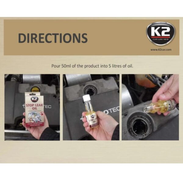 K2 Oil Stop Leak - Engine Oil Leak Sealant for Petrol, Diesel & LPG, 50ml - Image 3