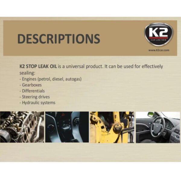 K2 Oil Stop Leak - Engine Oil Leak Sealant for Petrol, Diesel & LPG, 50ml - Image 4