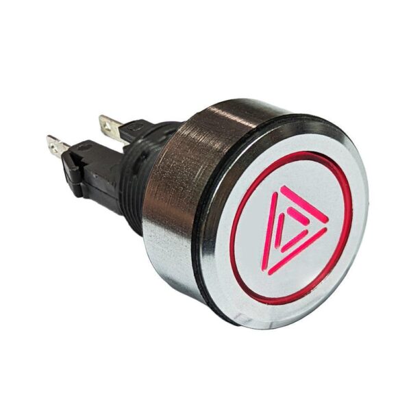 Savage 12V Push Button Switch - Silver LED Latching Hazard Indicators On/Off