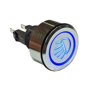 Savage 12V Push Button Switch - Silver LED Latching Main Beam Headlight On/Off