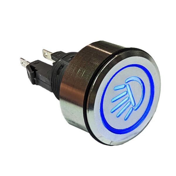 Savage 12V Push Button Switch - Silver LED Latching Main Beam Headlight On/Off