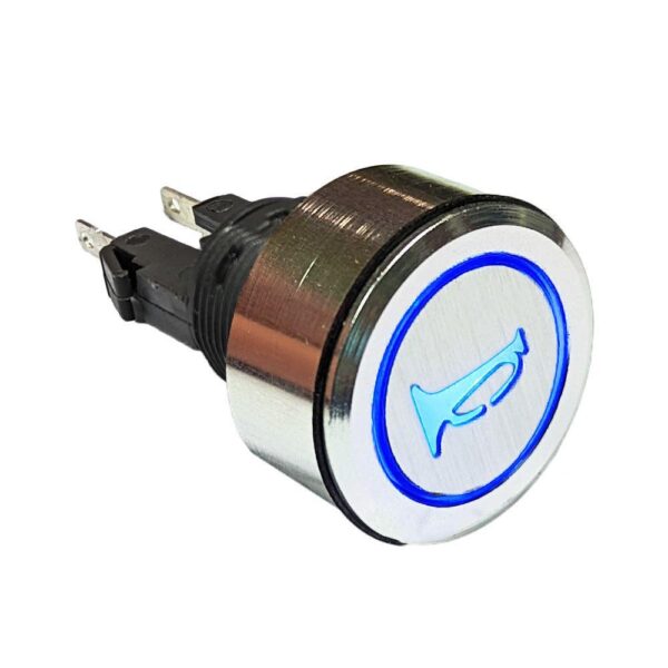 Savage 12V Blue LED Push Button Switch - Horn Press Momentary for Universal Use